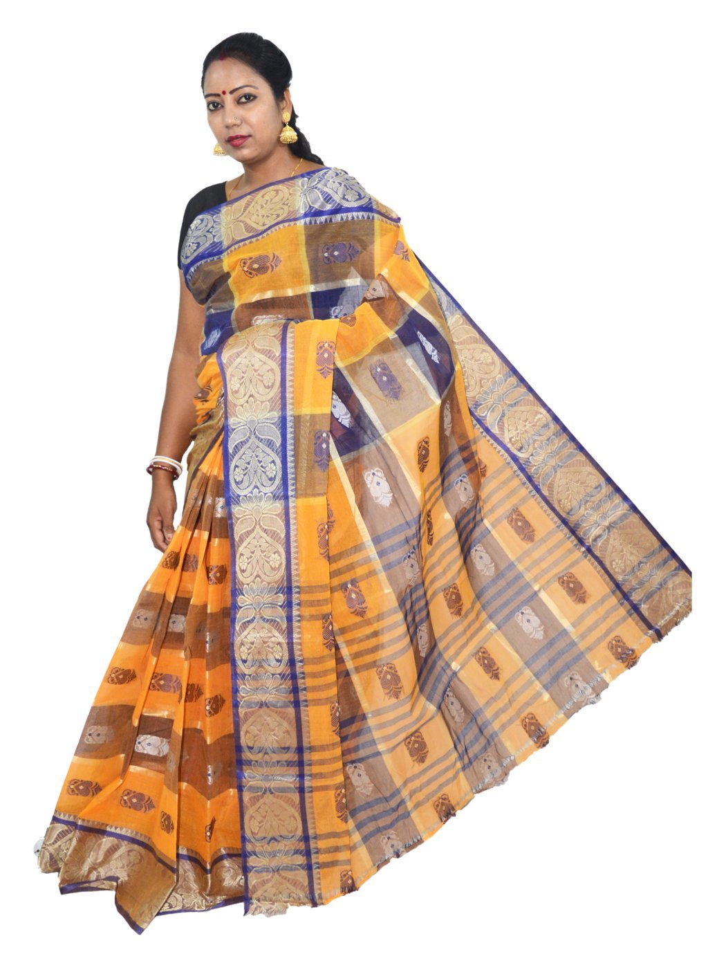Orange Pure Cotton Krishnakali_Ankit Tant Saree (770)